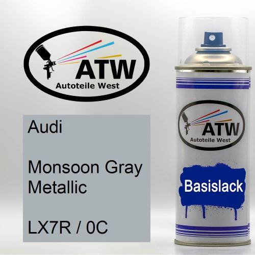 Audi, Monsoon Gray Metallic, LX7R / 0C: 400ml Sprühdose, von ATW Autoteile West.